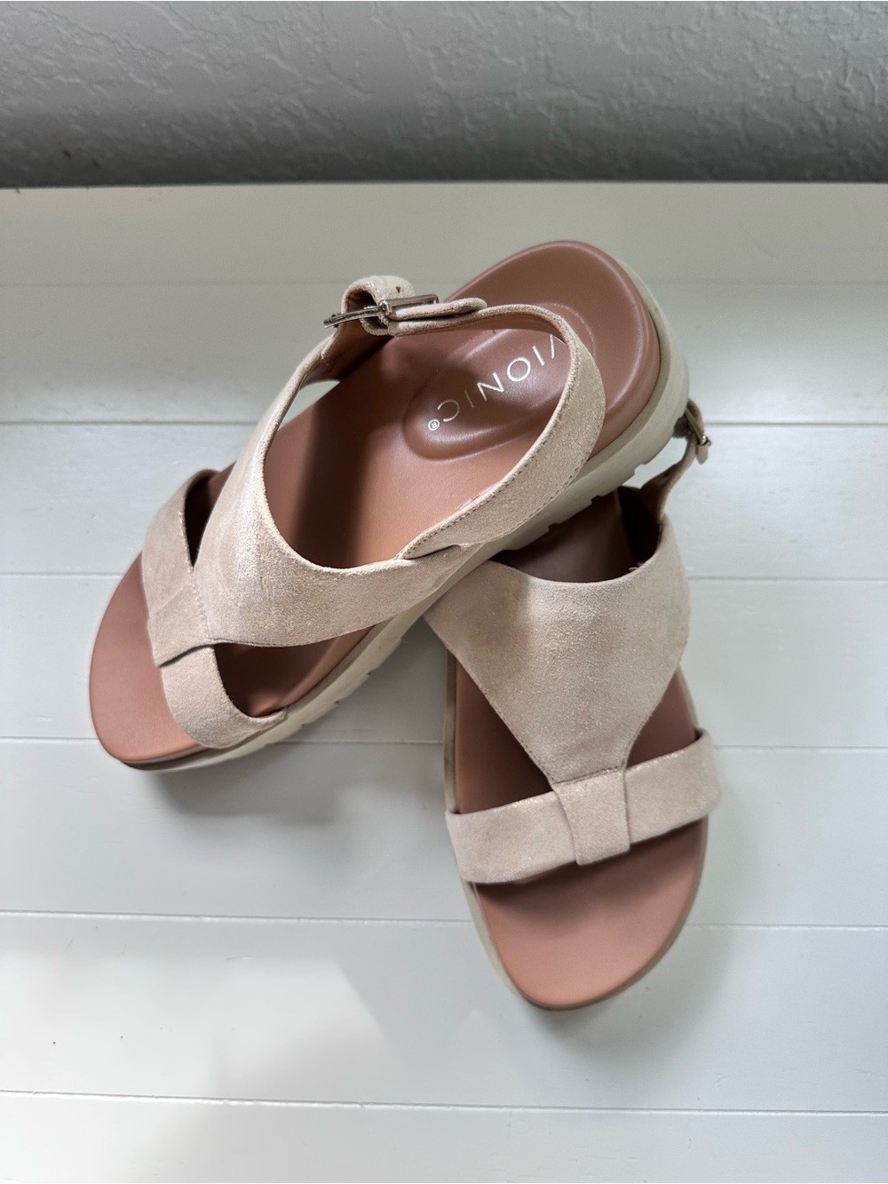 Vionic Alondra Lug Metallic Cream Platform Slingback Sandal - Women Sz 7 - Picture 2 of 9